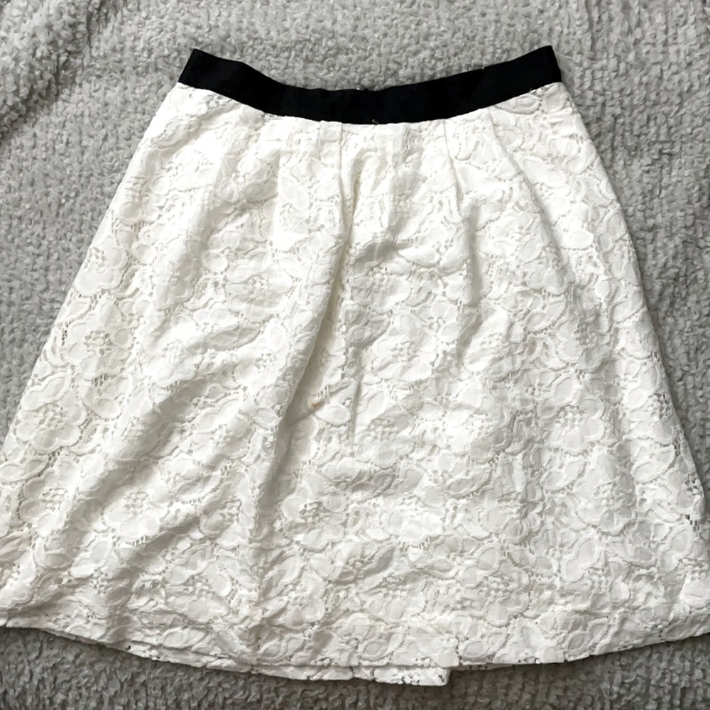 Loft white lace a line skirt